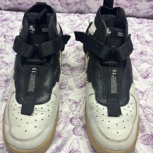 Nike Black and White High Tops with Gum Sole